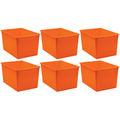 Teacher Created Resources Storage Bin, Plastic, Orange, 6 PK TCR20447